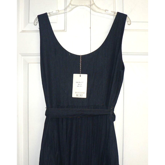 Linea Moda Women's Sleeveless Scoop Neck Belted Denim Pleated Maxi Dress XL $130 - Picture 6 of 6